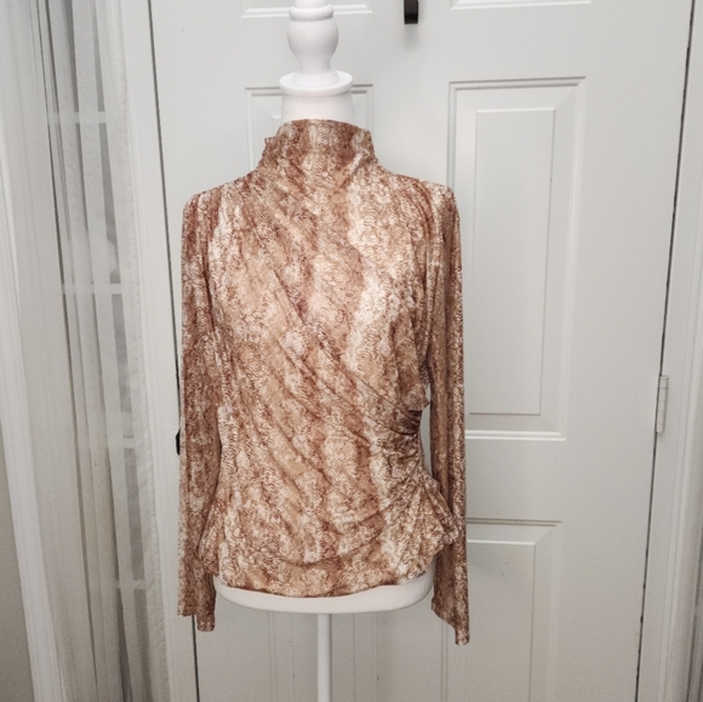 Cable & Gauge Long Sleeve Snakeskin Print Top ‎ Size Small